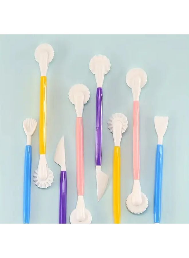 Cake Decorating Kit with Color Coded Tools Round Heart Leaf Star Cutters and Textured Roller - Image 1